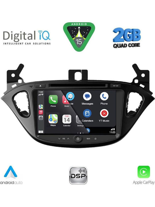 Digital IQ Auto-Audiosystem für Opel Adam / Corsa 2014-2021 Bluetooth USB Eingebautes Wi-Fi GPS Apple CarPlay Android Auto mit 8 Zoll Touchscreen