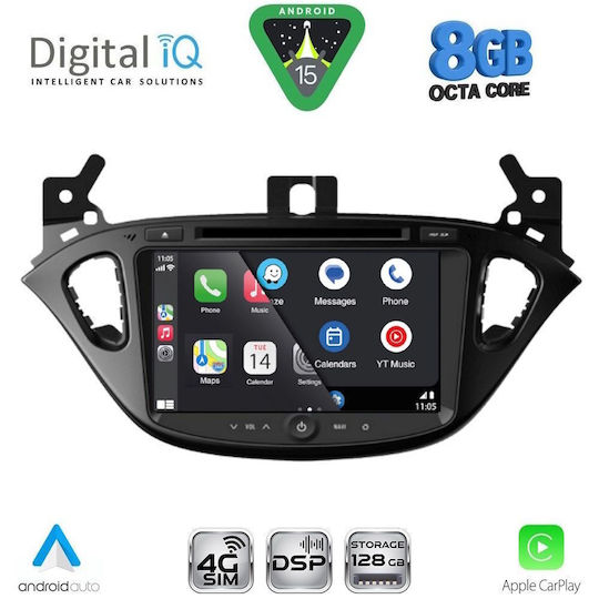 Digital IQ Car Audio System for Opel Adam / Corsa 2014-2021 (Bluetooth/USB/WiFi/GPS/Apple CarPlay/Android Auto) with 8" Touch Screen