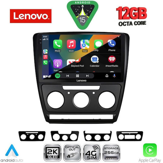 Lenovo Car Audio System for Skoda Octavia 2005-2012 with Clima Bluetooth USB WiFi GPS Apple CarPlay Android Auto with 10" Touch Screen