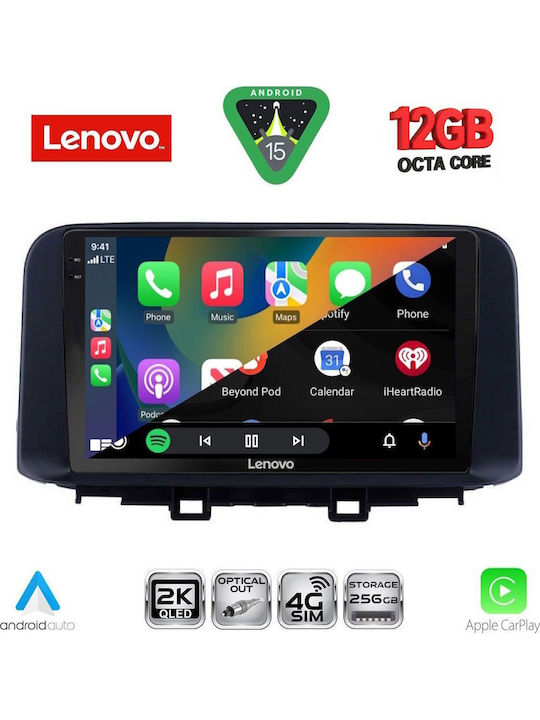 Lenovo Car Audio System for Hyundai Kona 2017-2023 (Bluetooth/USB/WiFi/GPS/Apple CarPlay/Android Auto) with 10" Touch Screen
