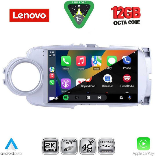 Lenovo Ηχοσύστημα Αυτοκινήτου για Toyota Yaris 2011-2015 (Bluetooth/USB/WiFi/GPS/Apple-Carplay/Android-Auto) με Οθόνη Αφής 9"