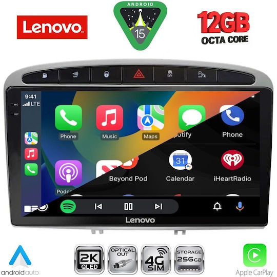 Lenovo Ηχοσύστημα Αυτοκινήτου για Peugeot 308 / RCZ 2007-2012 (Bluetooth/USB/WiFi/GPS/Apple-Carplay/Android-Auto) με Οθόνη Αφής 9"