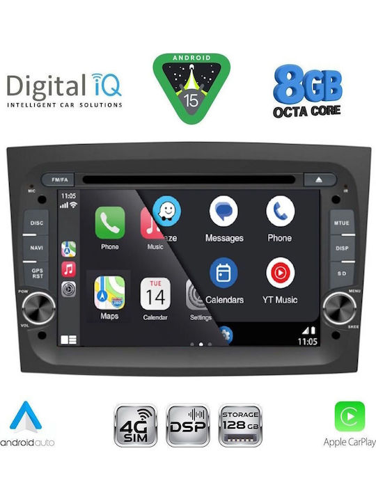 Digital IQ Car Audio System for Fiat Doblo 2015-2022 Bluetooth USB WiFi GPS Apple CarPlay Android Auto with 7" Touch Screen