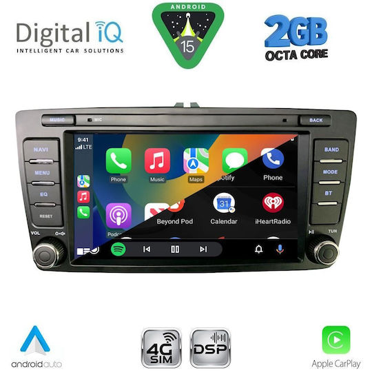 Digital IQ Ηχοσύστημα Αυτοκινήτου για Peugeot 207 Skoda Octavia 2005-2012 με Clima (Bluetooth/USB/WiFi/GPS/Apple-Carplay/Android-Auto)