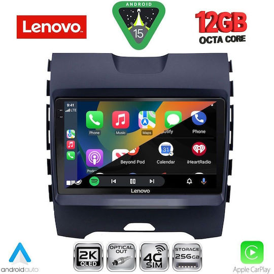 Lenovo Car Audio System for Ford Edge 2015-2023 Bluetooth USB WiFi GPS Apple CarPlay Android Auto with 9" Touch Screen