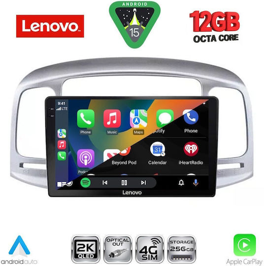 Lenovo Car Audio System for Hyundai Accent 2005-2012 Bluetooth USB WiFi GPS Apple CarPlay Android Auto with 9" Touch Screen