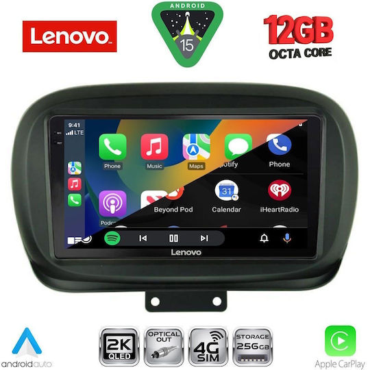 Lenovo Car Audio System for Fiat 500X 2014 (Bluetooth/USB/WiFi/GPS/Apple CarPlay/Android Auto) with 9" Touch Screen