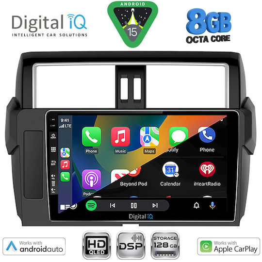 Digital IQ Car Audio System for Toyota Prado 2014-2017 (Bluetooth/USB/WiFi/GPS/Apple CarPlay/Android Auto) with 10" Touch Screen