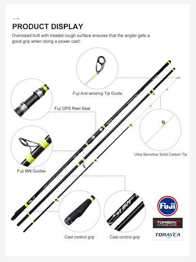 Σετ Surf Casting Καλάμι Noeby Surf Master Hybrid 4.25m C.w:100 250gr Toray Japan Carbon Fuji Guides Μηχανισμός Noeby Infinite Power 8000 Max Drag 20kg