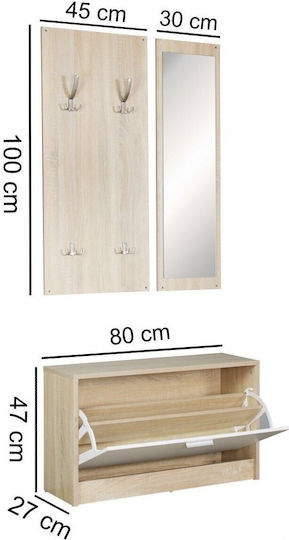 Мебел за антре с Шкаф за Обувки 80x27x175см