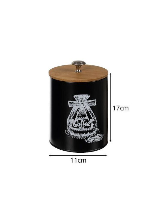 Set 4 Bucăți Vaze pentru Cafea / Zahăr / Paste / Cereale cu Capac Metalic Negru 11x11x17cm 4 Bucăți