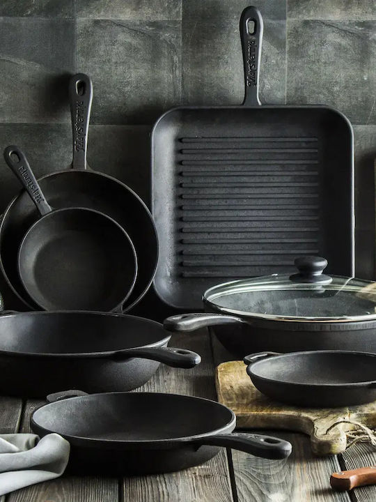 Maysternya Cast Iron Grill Pan with Lid with Non-Stick Coating 28cm