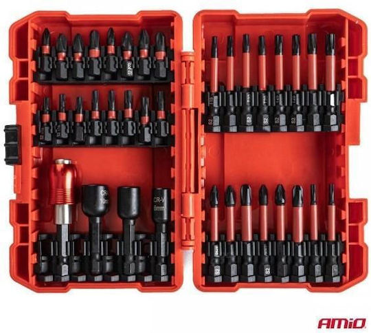 Amio Set Sockets & Ratchet Bits 25/50mm Heavy Duty Case Fixed Tool Placement & Everyday Use 36 Pieces 04782/am Amio 04782/am