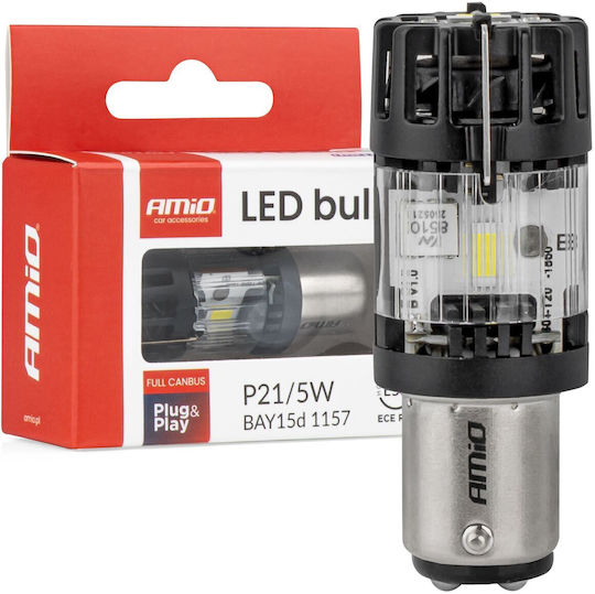 AMiO Autolampe P21/5W Canbus LED 6500K Kaltes Weiß 12V 66W