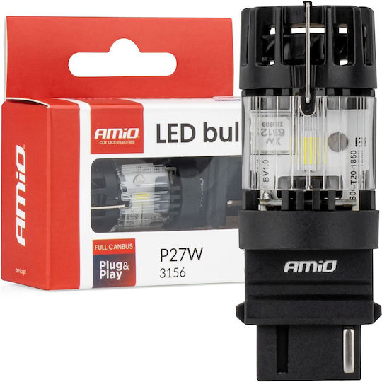 AMiO Крушка За Автомобил P27W Canbus LED 6500K Студено Бяло 12V 66W