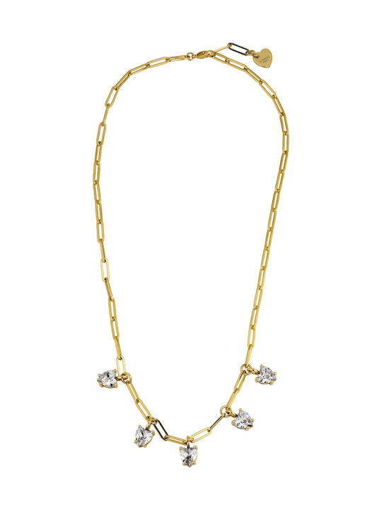 Dyrberg/Kern Heart Design Necklace in Gold Plated Steel