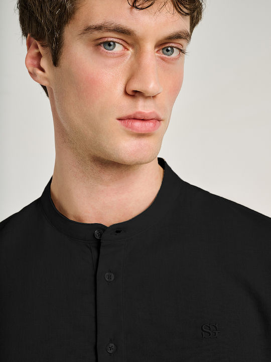 Short Sleeve Linen Shirt Black 61-204.055.N0090