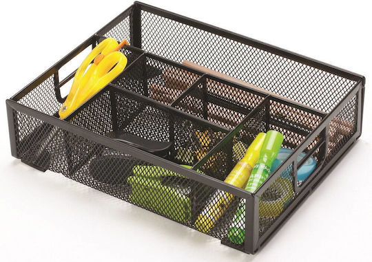 Q-Connect Metal Desktop Drawer 6 Compartments Black