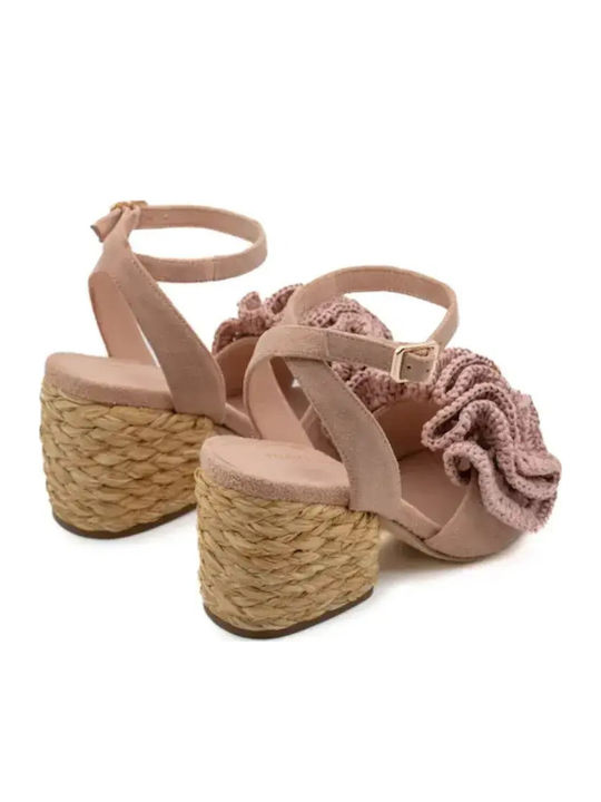 Suede Damen Sandalen Rosa