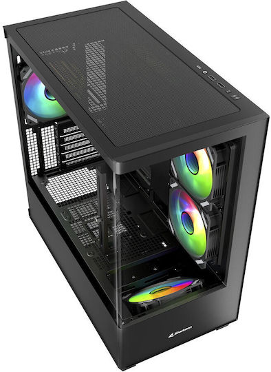 Sharkoon SHARK CM100 Gaming Micro Tower Κουτί Υπολογιστή με Πλαϊνό Παράθυρο και ARGB Φωτισμό Μαύρο