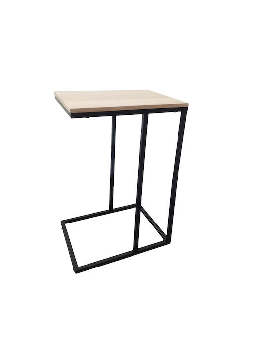 Rectangular Side Table Wooden Beige W40xD30xH60cm
