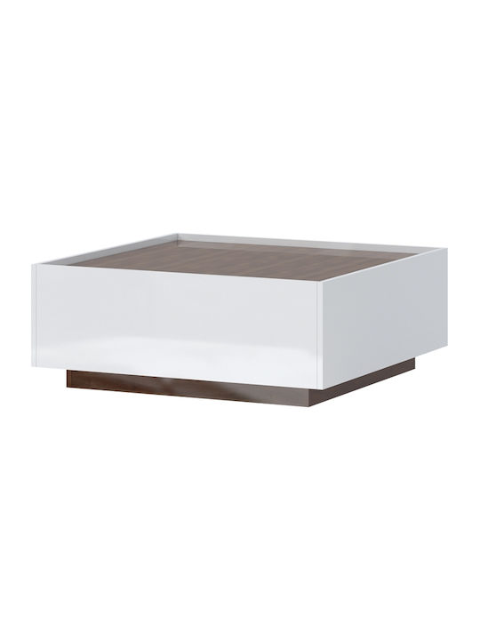 Masa De Cafea Centrală Pătrată Toss Din Lemn Natural Alb 90Lx90Lx36Î În