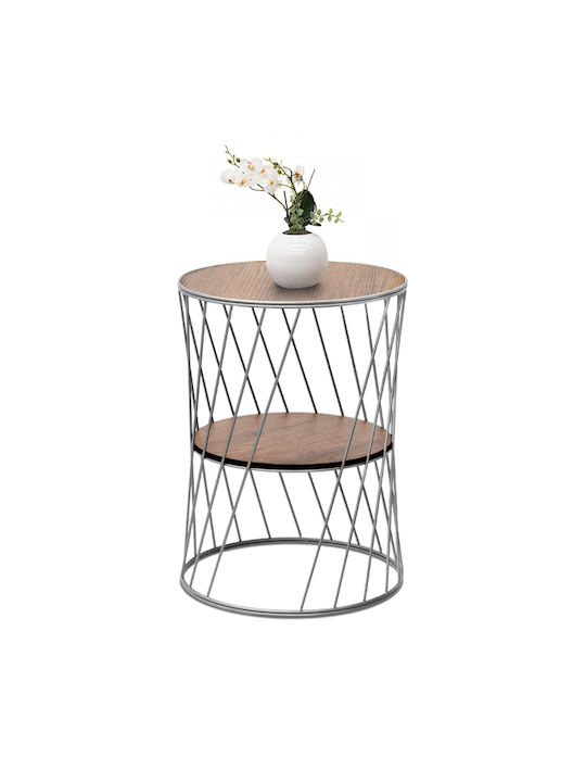 Round Side Coffee Table Jaspin Wooden Silver W32xL32xH44cm