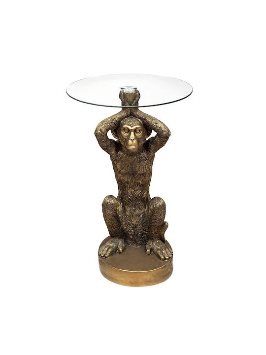Round Side Table Glass Gold M40xL40xH52cm