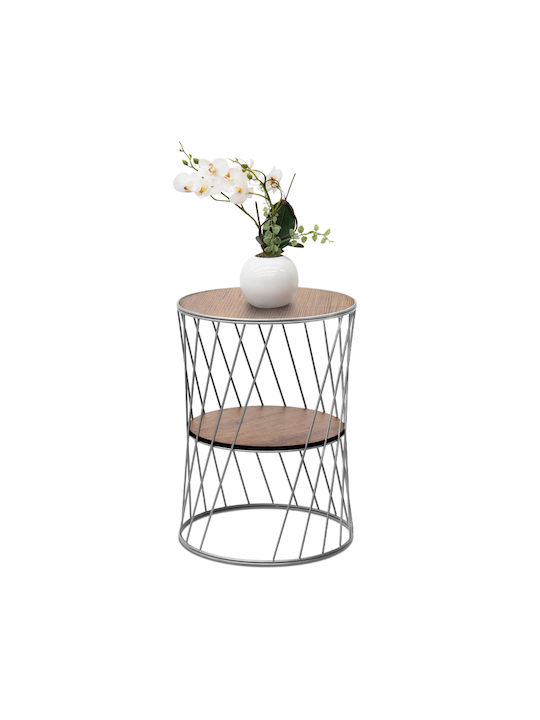 Round Side Coffee Table Jaspin Wooden Silver W32xL32xH44cm