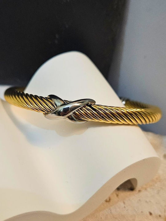 Women's Bracelet with Cross Design Made of Gold Plated Steel