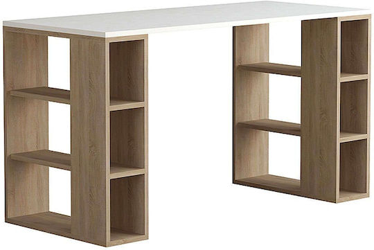 Γραφείο Colmar με Βιβλιοθήκη 140x60x75εκ. Λευκό