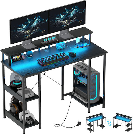 Γραφείο Υπολογιστή με LED & USB θύρες 120x50εκ. Μαύρο