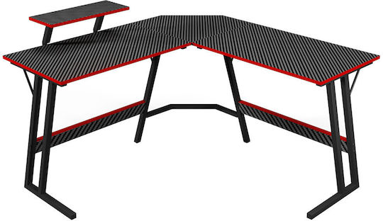 Corner Gaming Desk D2206 130x74cm Black - Red Corner Gaming Desk D2206 130x74cm Black - Red