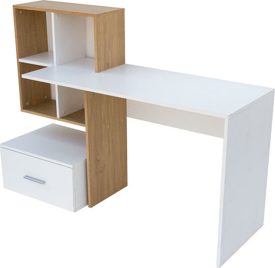 Бюро Deskho с Библиотека 149x50x105см Бяло / Естествено