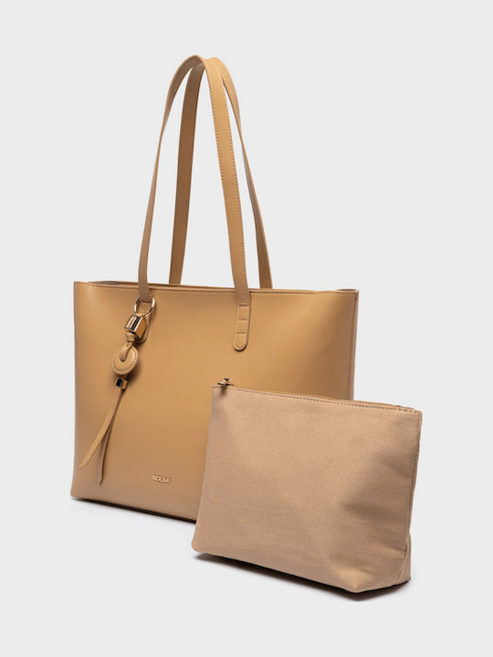 Pierre Γυναικεία Shopper Τσάντα Μπεζ