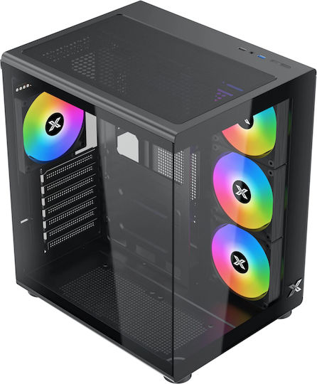 Xigmatek Aqua Compact Air Gaming Midi Tower Κουτί Υπολογιστή με Πλαϊνό Παράθυρο Μαύρο