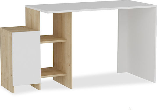 Γραφείο Kely με Βιβλιοθήκη 113x45x74εκ. Λευκό-φυσικό Γραφείο Kely με Βιβλιοθήκη 113x45x74εκ. Λευκό-φυσικό