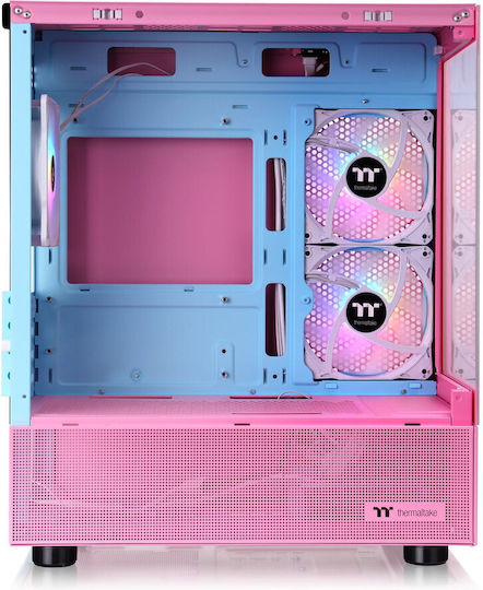 Thermaltake View 170 TG Gaming Micro Tower Computer Case with Side Window and ARGB Lighting Pink