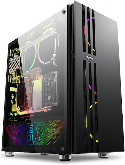 Segotep Fenix 2 Gaming Midi-Turm Computergehäuse mit Seitenfenster Schwarz