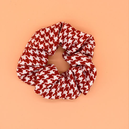 Scrunchies Pied De Poule Elastic Pentru Păr Roșu