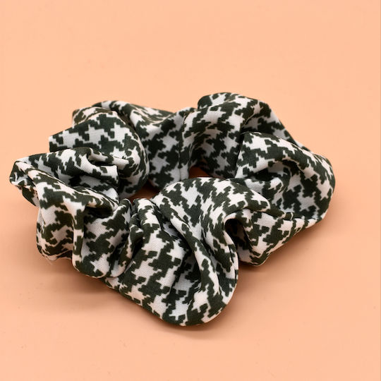 Scrunchies Pied de Poule Hair Scrunchy Green
