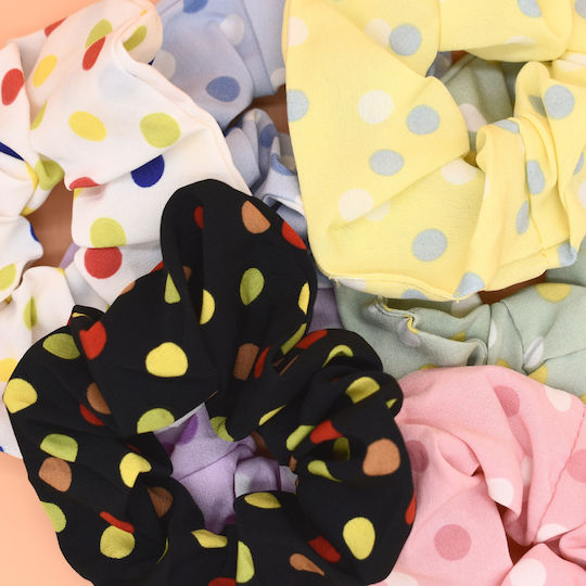 Scrunchies Πουά Λαστιχάκι Μαλλιών Κίτρινο