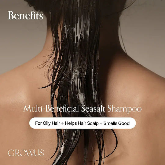 Growus Sea Salth Therapy Shampoo for Sensitive Scalp Against Dandruff & Hair Loss for Oily Hair 500ml