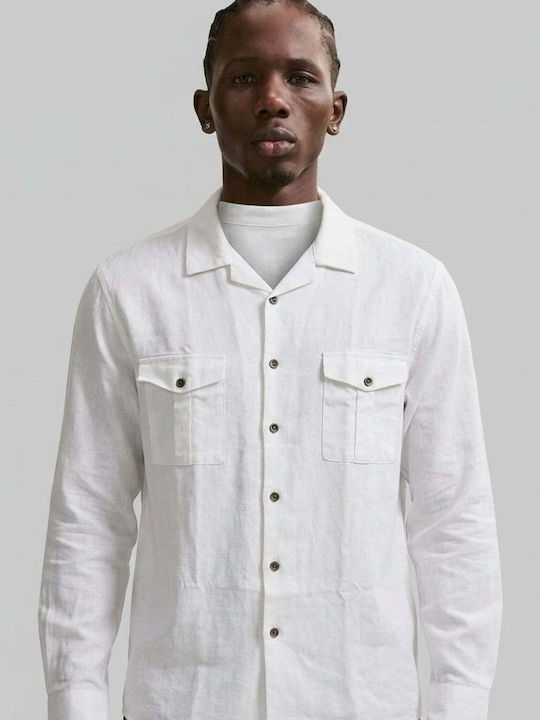 Long Sleeve Linen Shirt White