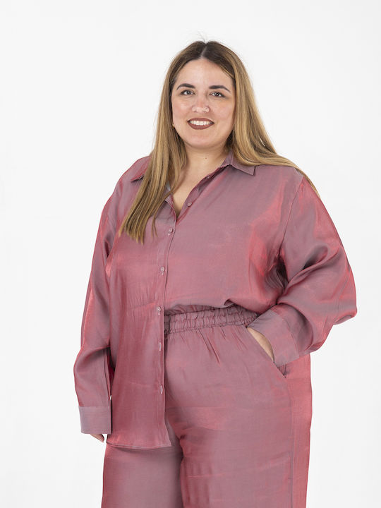 Damen Rosa Satz mit Gummibandhose in Gerader Bein Stil