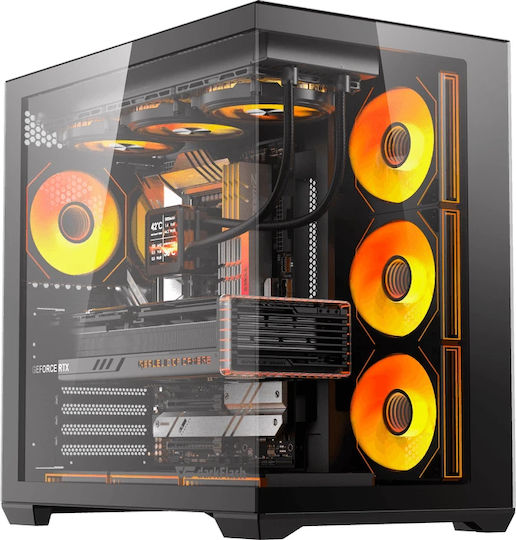 Darkflash C280 Gaming Mini Tower Κουτί Υπολογιστή με Πλαϊνό Παράθυρο και ARGB Φωτισμό Μαύρο +7 Fans