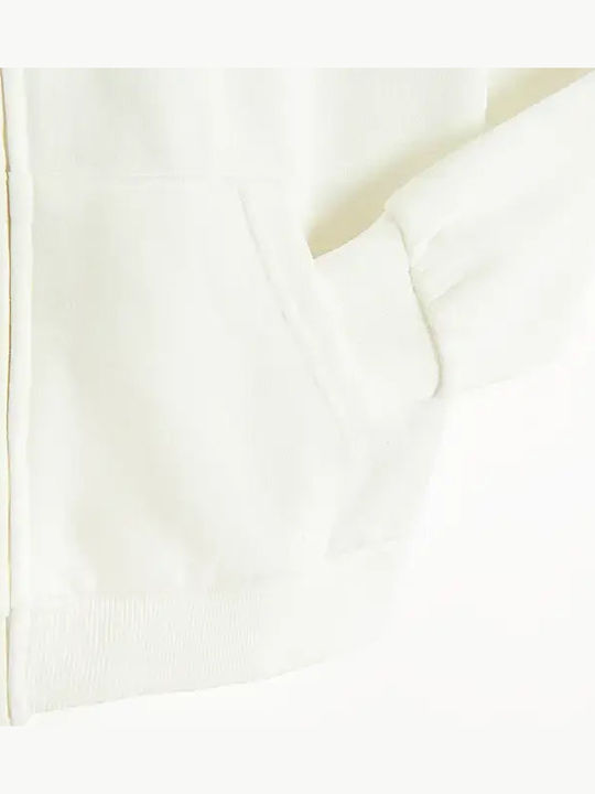 Kinder-Sweatshirt Strickjacke mit Kapuze Weiß