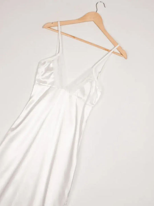 Maxi Satin Lace Nightgown Size XL White