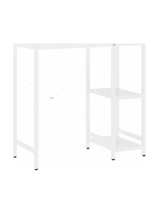 Desk Wooden with Bookshelf White with Metal Legs 80x40x72cm