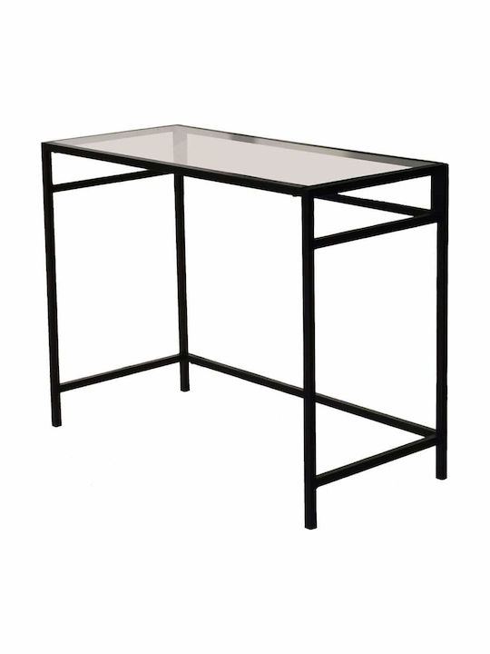 Γραφείο Network Calisma Masasi Γυάλινο Black με Μεταλλικά Πόδια 100x45x75εκ.